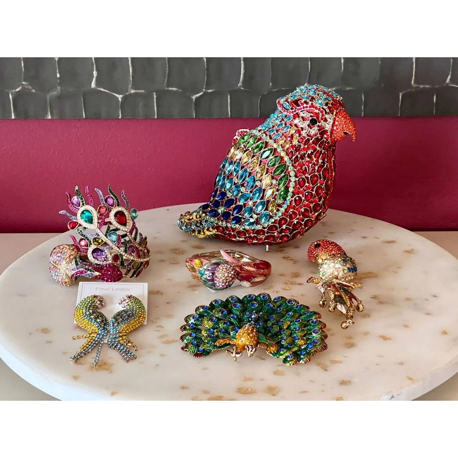 RARE RARE Natasha Parrot Bird Crystal-Embellished Minaudiere Bag NIB   MORE!