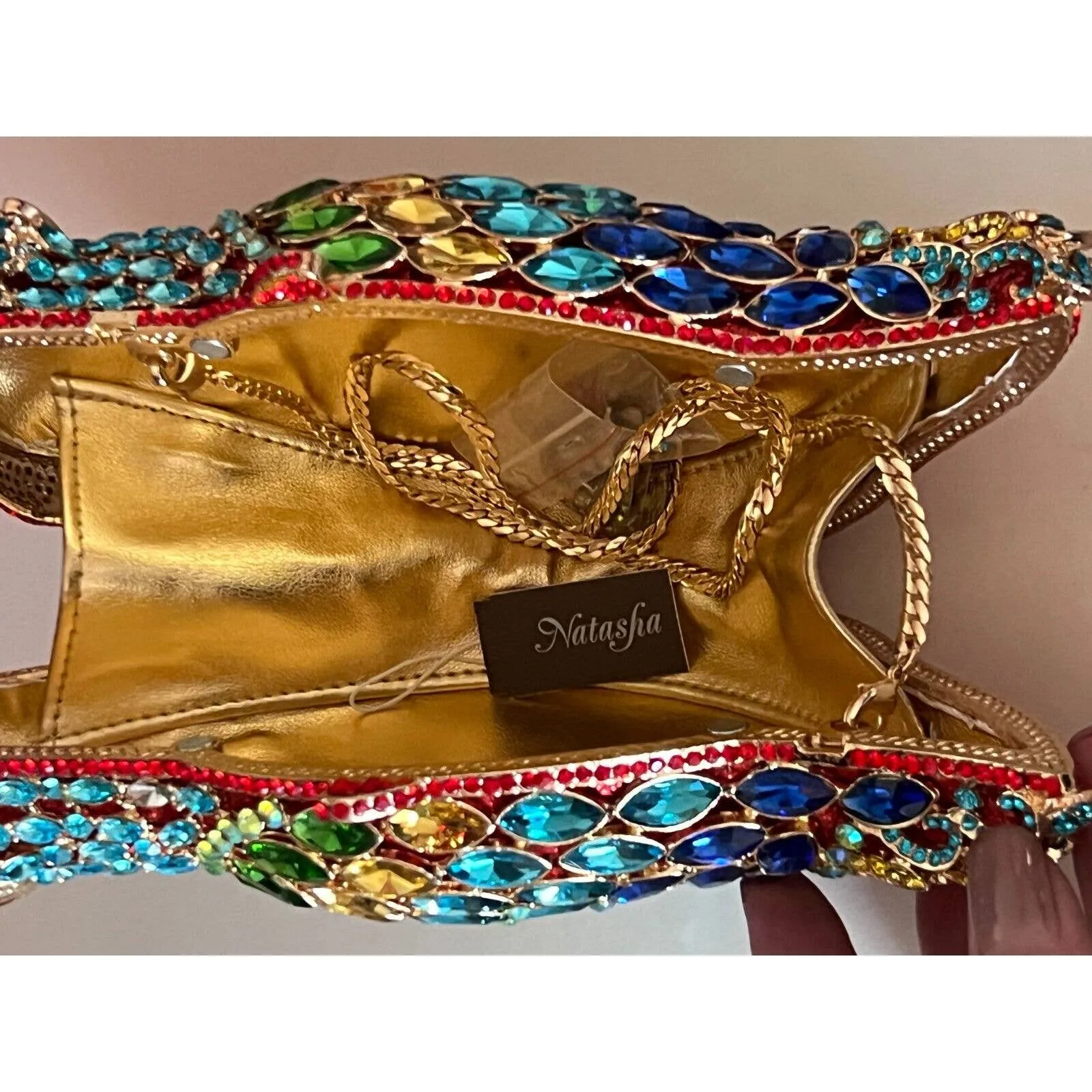 RARE RARE Natasha Parrot Bird Crystal-Embellished Minaudiere Bag NIB   MORE!