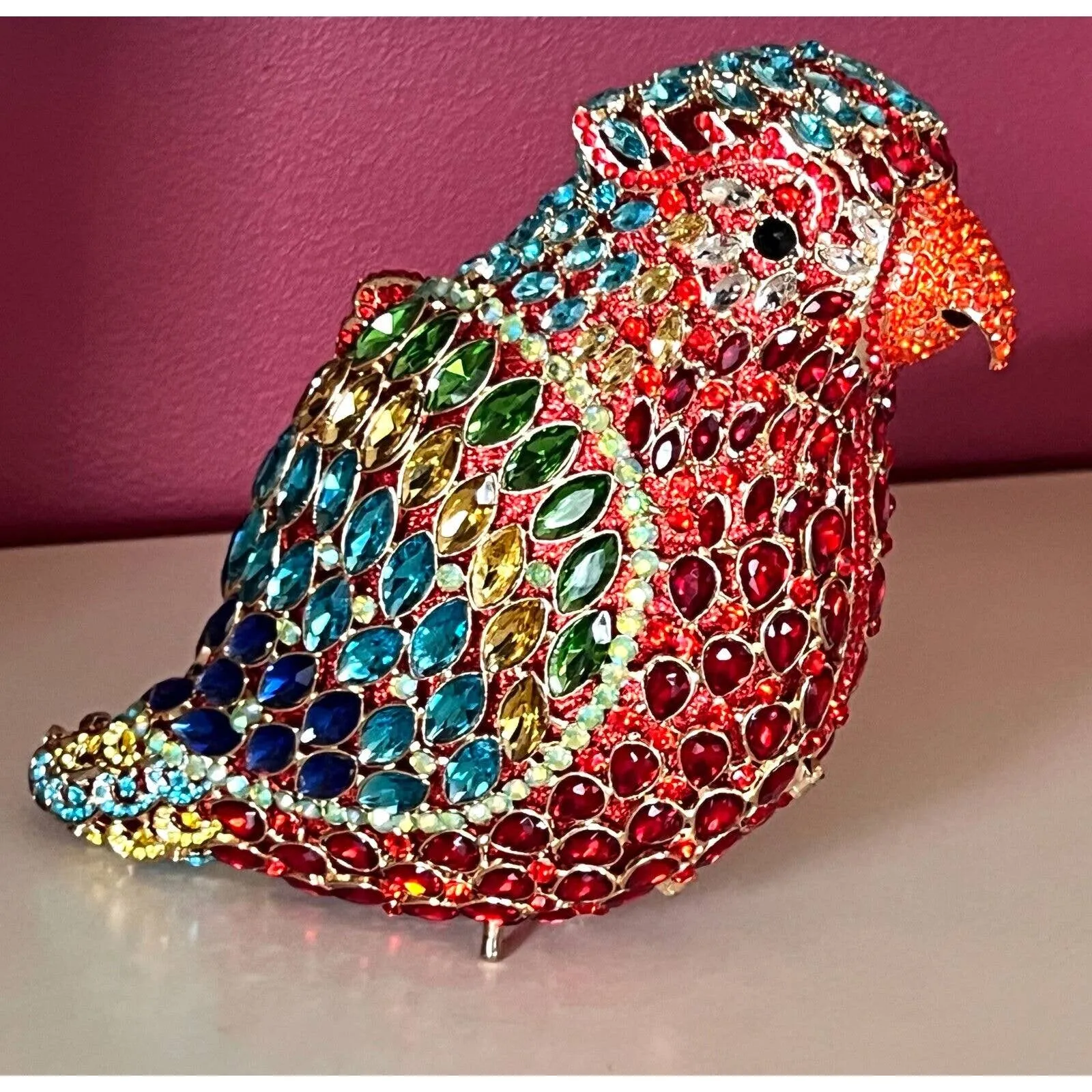 RARE RARE Natasha Parrot Bird Crystal-Embellished Minaudiere Bag NIB   MORE!