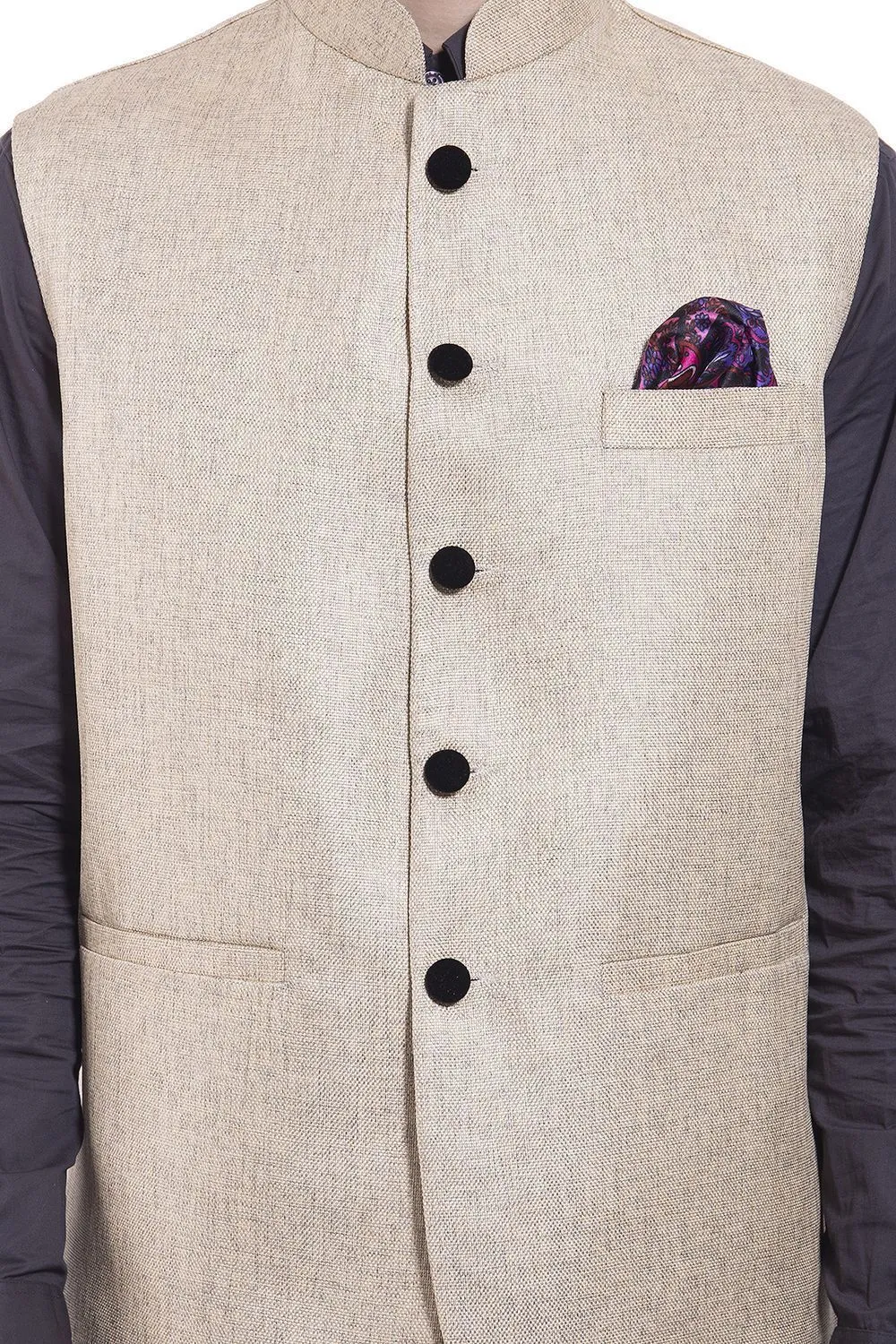 Rayon Beige Modi Nehru Jacket
