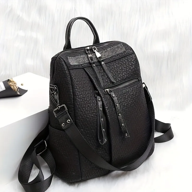 realaiot  Backpack Women's New Summer Leather Large Capacity Backpack Waterproof Anti-theft Travel Bag Fashion Commuting Leather Bag