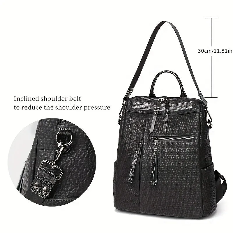 realaiot  Backpack Women's New Summer Leather Large Capacity Backpack Waterproof Anti-theft Travel Bag Fashion Commuting Leather Bag