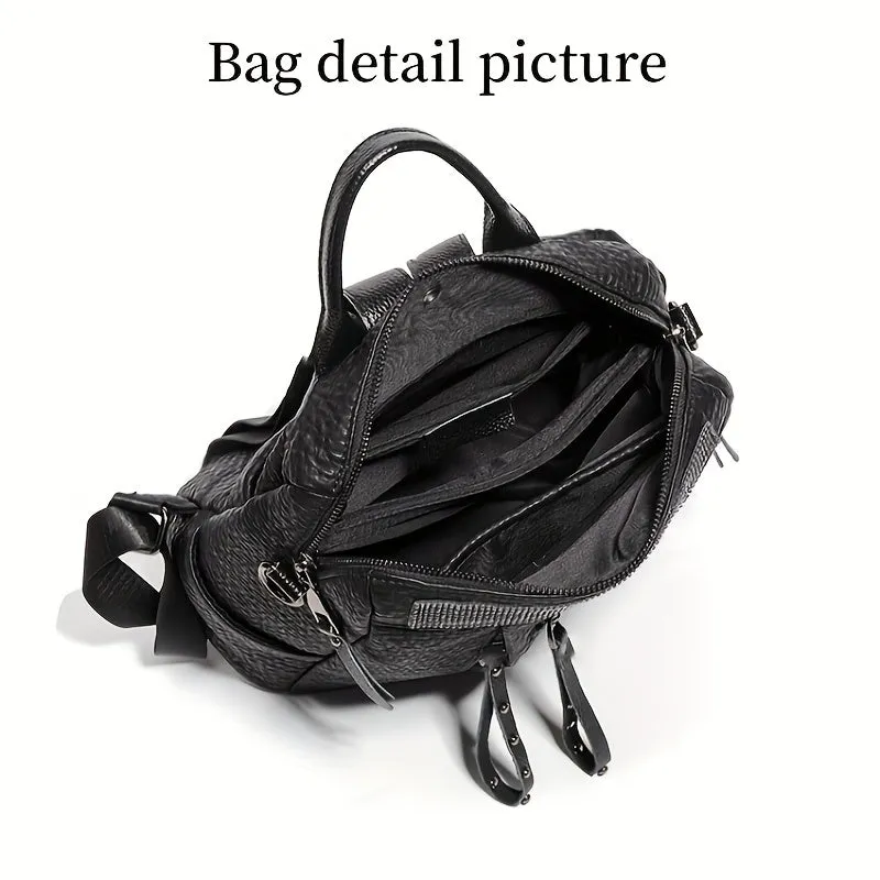 realaiot  Backpack Women's New Summer Leather Large Capacity Backpack Waterproof Anti-theft Travel Bag Fashion Commuting Leather Bag
