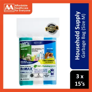 ReMAX 3-in-1 Solid Waste Segregation Garbage Bag Size M (68cm x 84cm) 3x15's