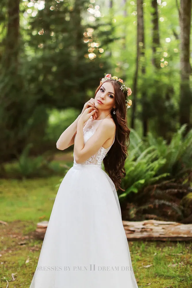 SAMPLE SALE/ Detachable Ball Gown Skirt With Chapel Train (Style #PB162)