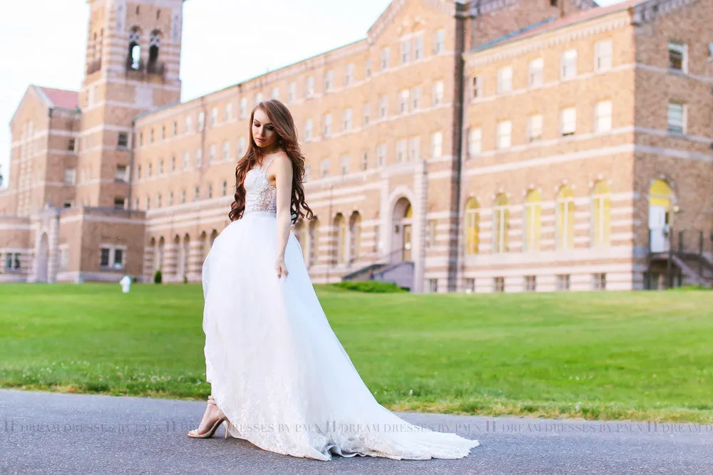 SAMPLE SALE/ Detachable Ball Gown Skirt With Chapel Train (Style #PB162)