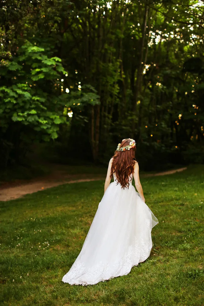 SAMPLE SALE/ Detachable Ball Gown Skirt With Chapel Train (Style #PB162)