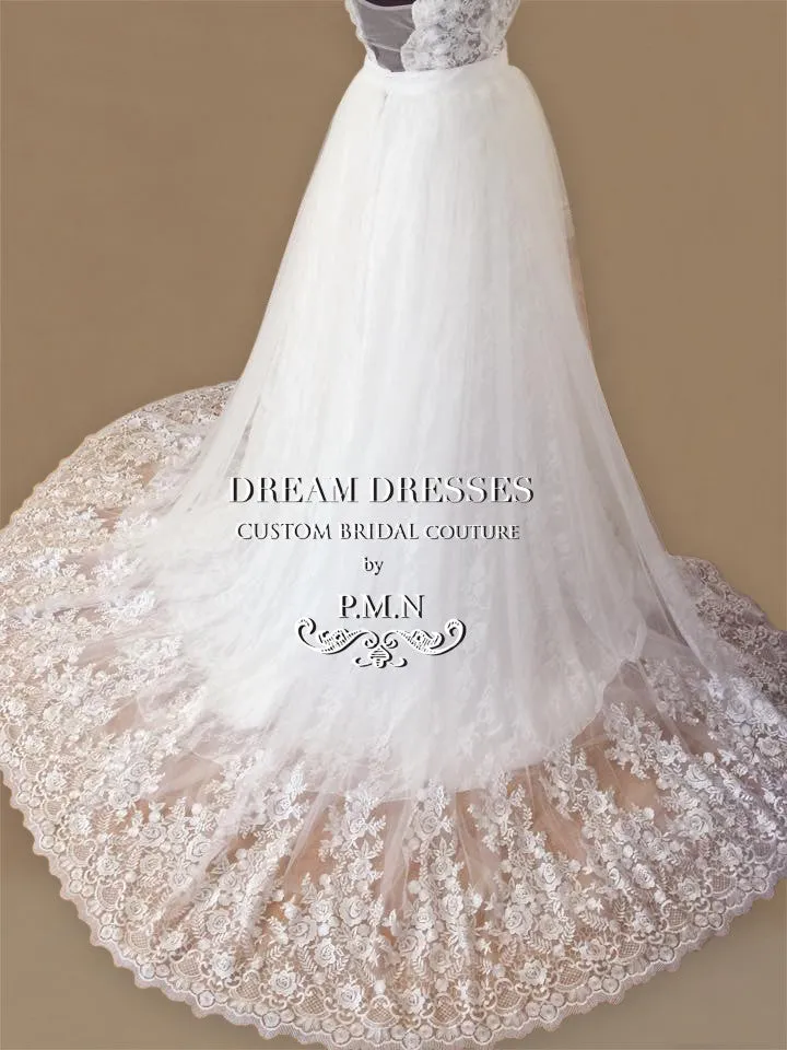 SAMPLE SALE/ Detachable Ball Gown Skirt With Chapel Train (Style #PB162)