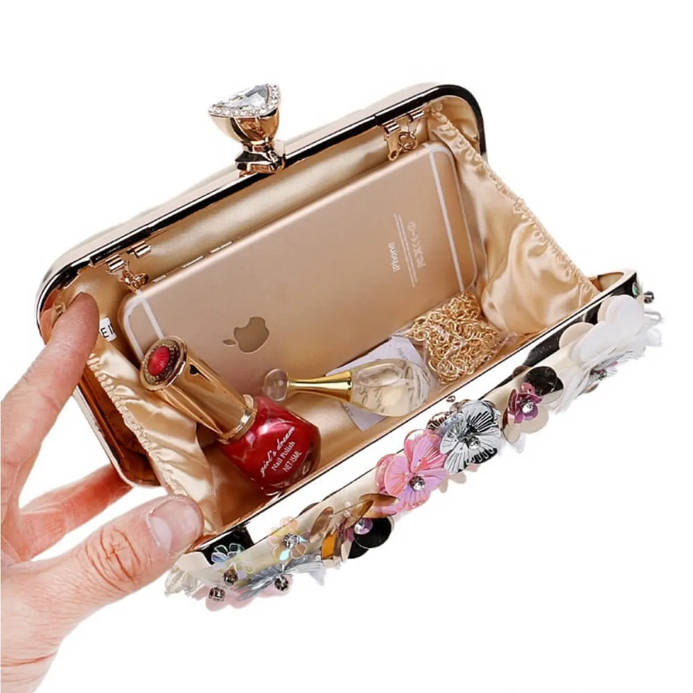 Satin Rhinestones Bag Iris