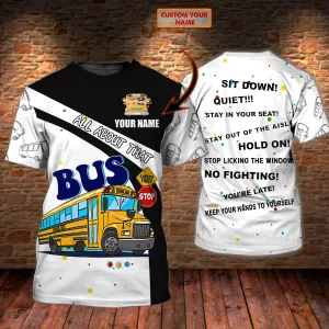School Bus - Personalized Name 3D Tshirt