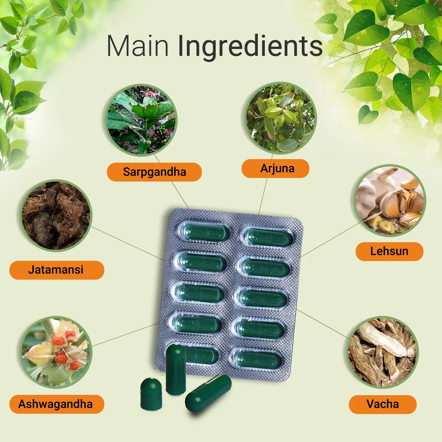 Serpentina Plus, Herbal capsules for High Blood Pressure , Works as a Comprehensive Cardio Protective