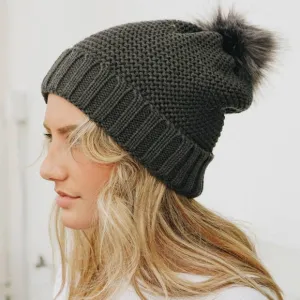 Sherpa Lining Pom Beanie