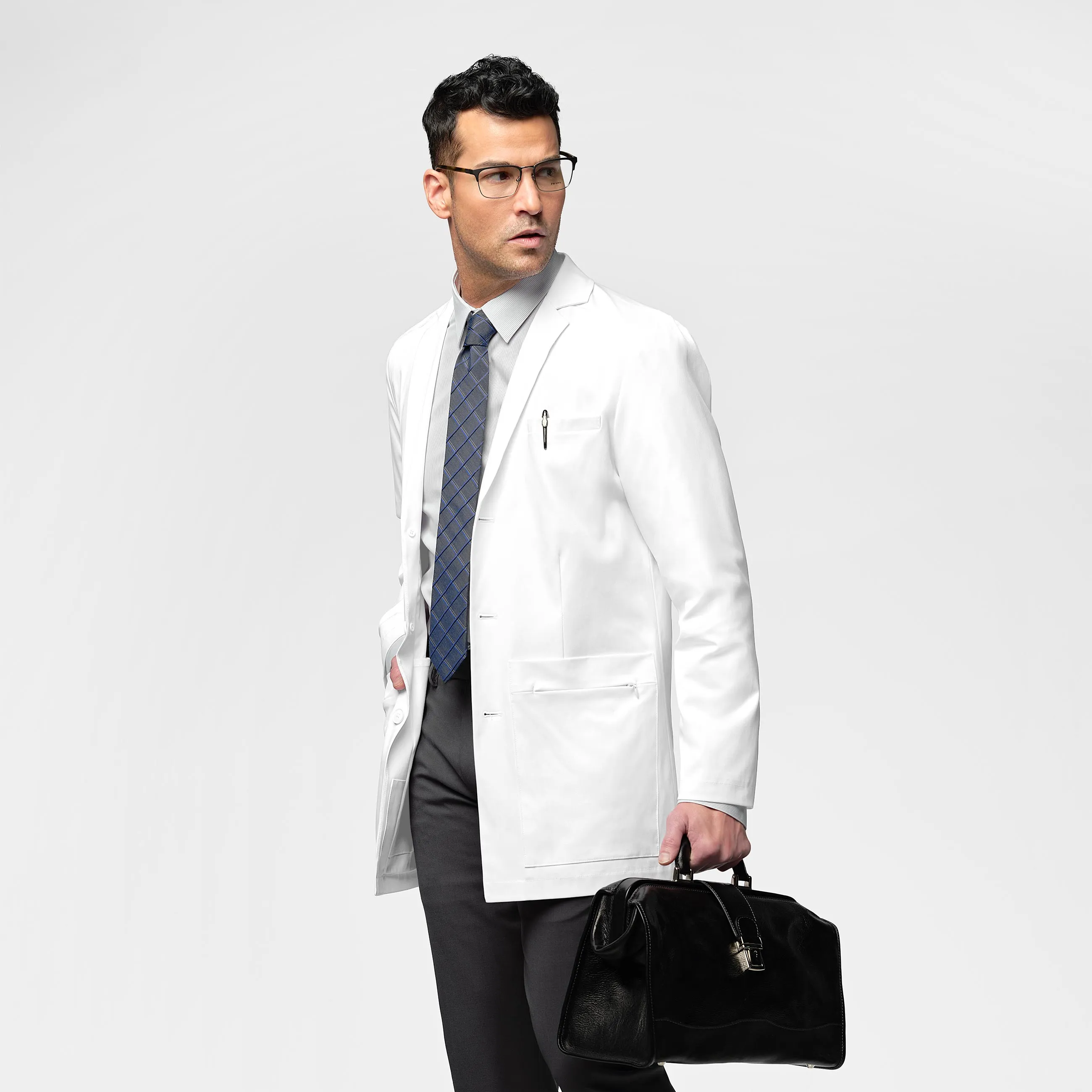 Slate 7172 Men's 34 Inch Doctors Coat White
