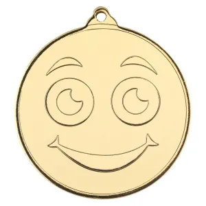 Smiley Face Gold Medal - 2in