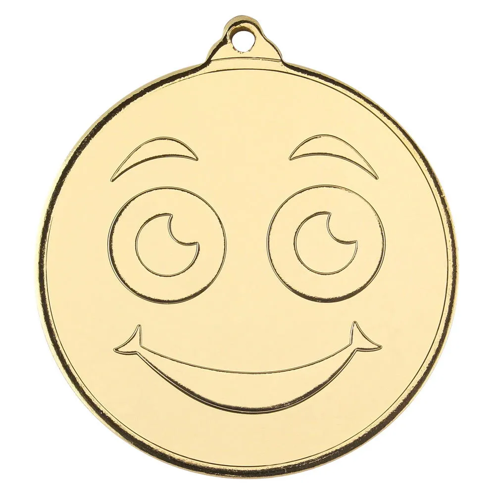 Smiley Face Gold Medal - 2in