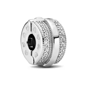 Sparkling Pavé Lines & Logo Clip Charm