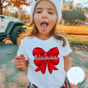 Spirit Bow Red and Black Alabama Tee
