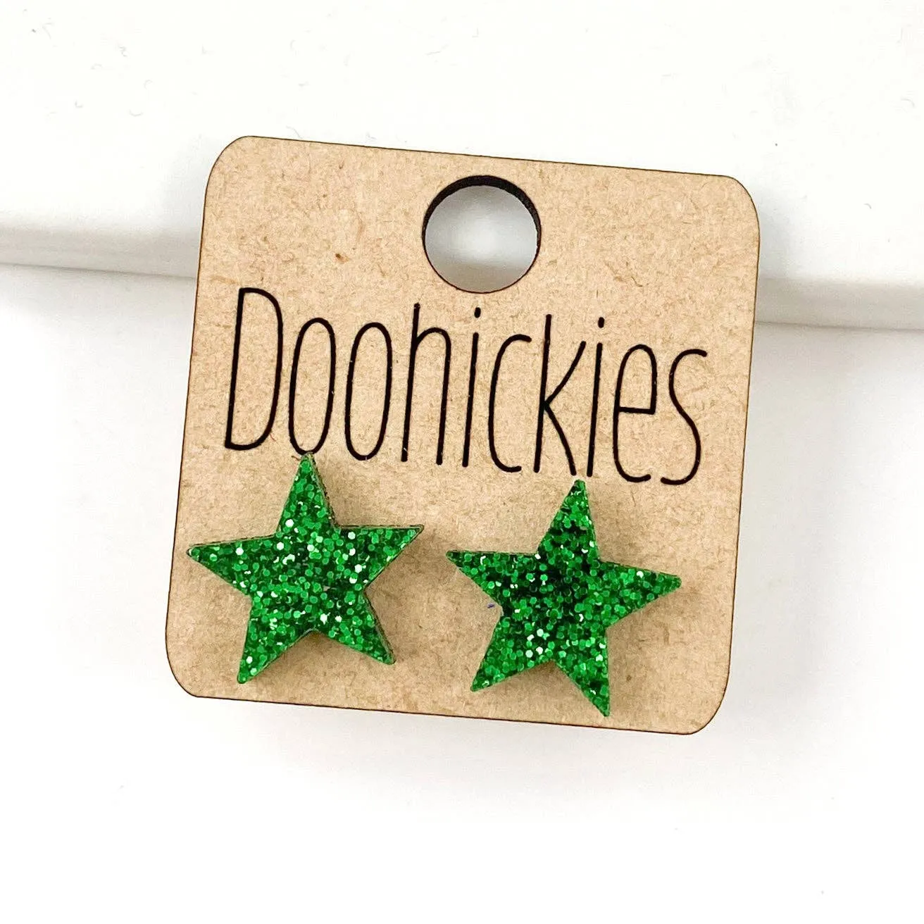 Star Stud Earrings - Maroon Glitter Doohickie
