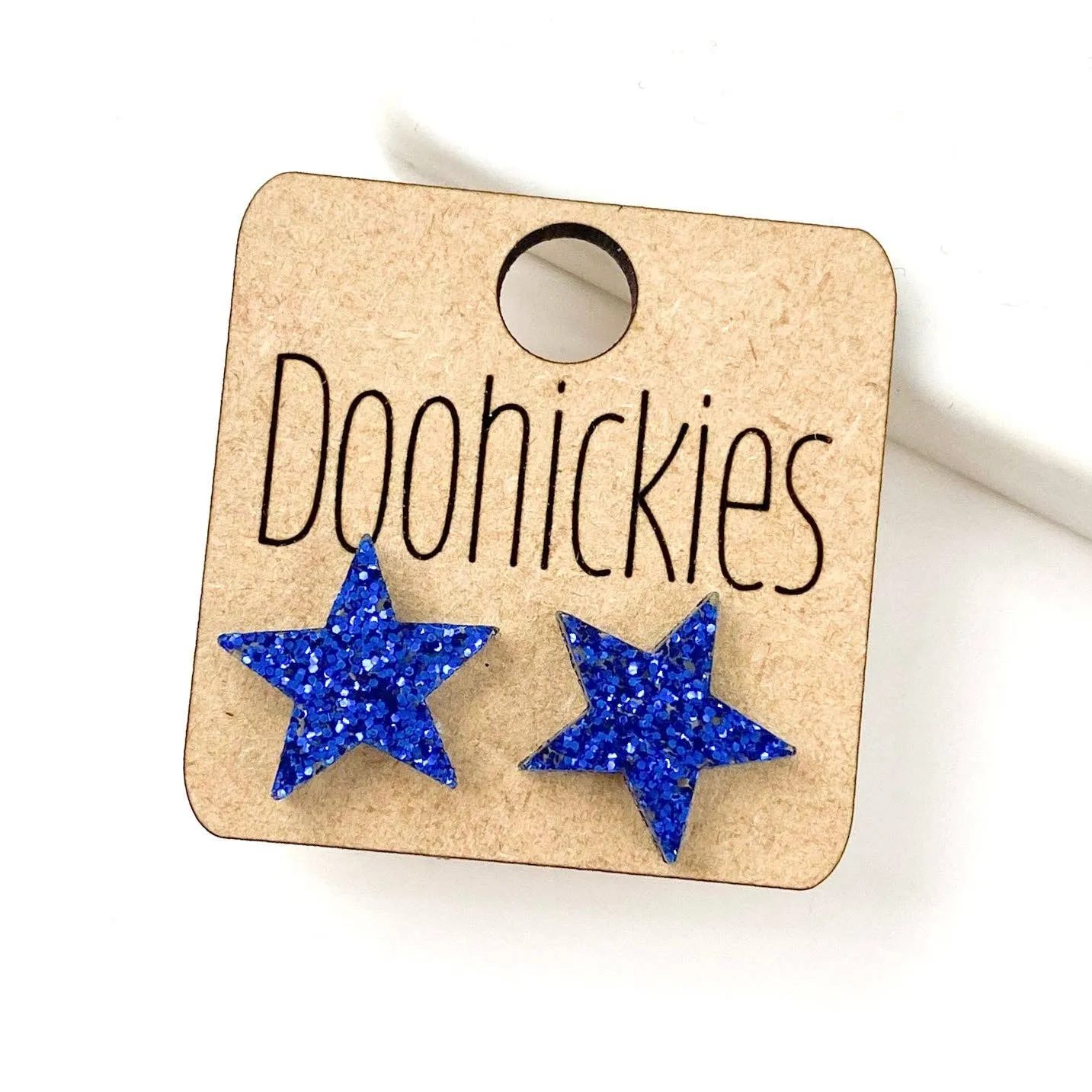 Star Stud Earrings - Maroon Glitter Doohickie