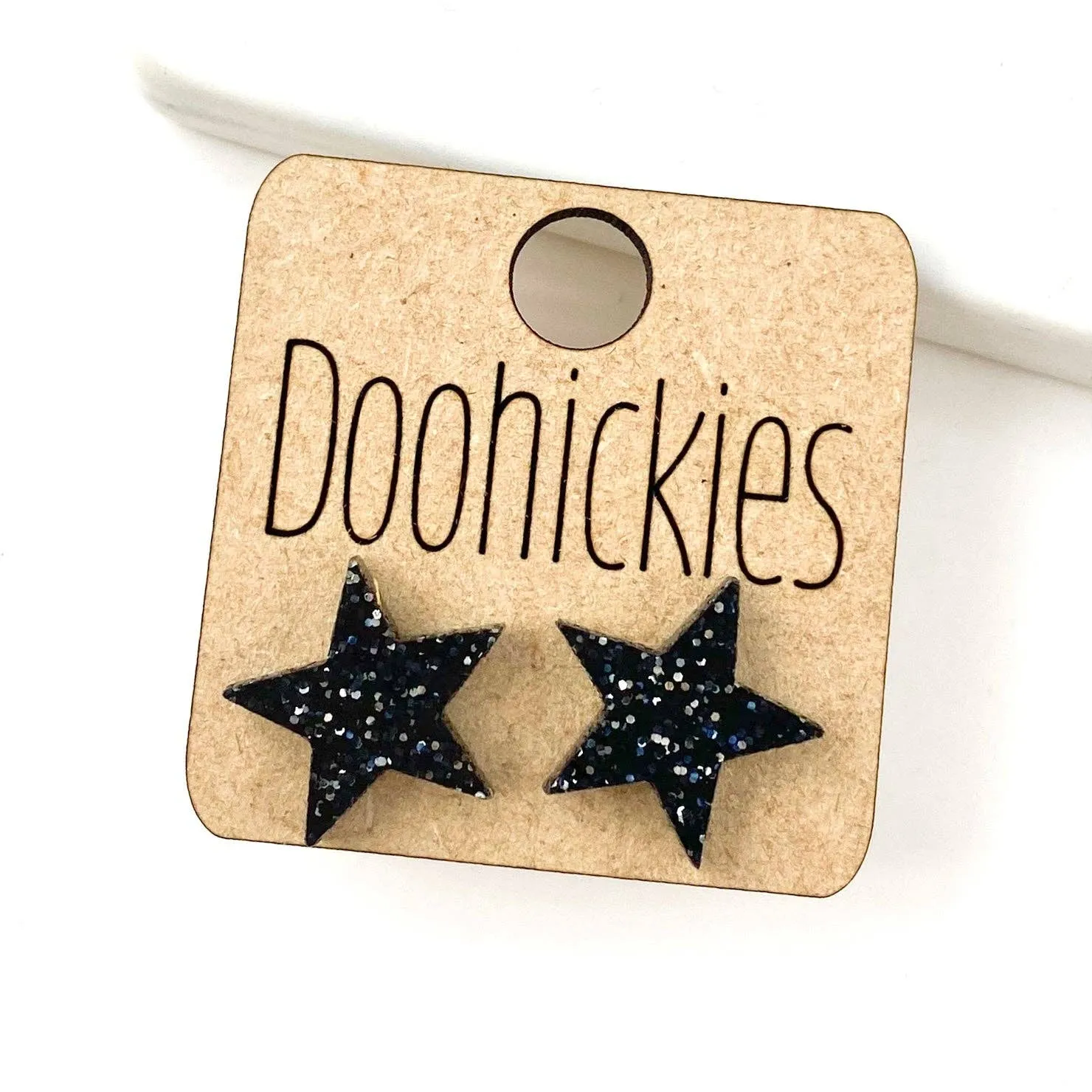 Star Stud Earrings - Maroon Glitter Doohickie