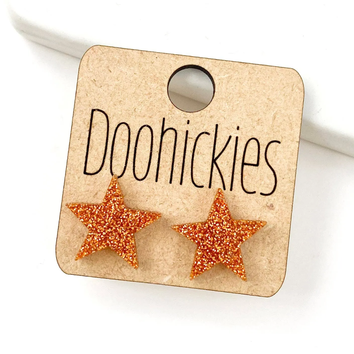 Star Stud Earrings - Maroon Glitter Doohickie