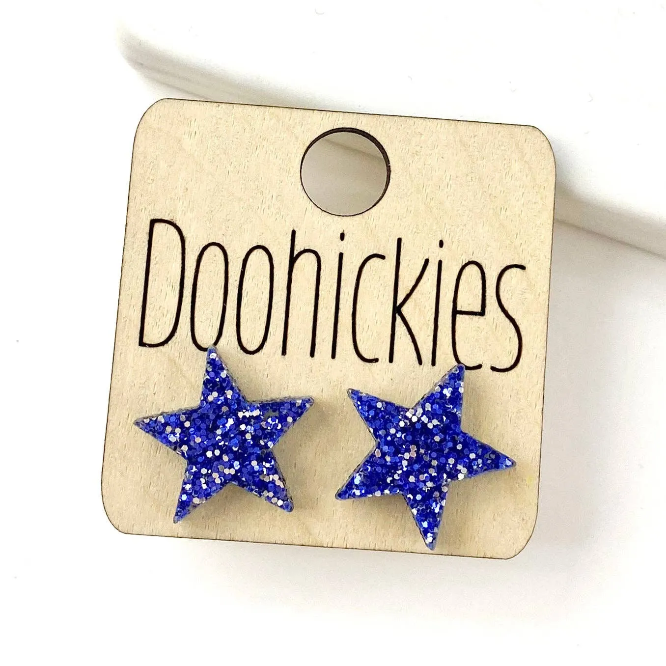 Star Stud Earrings - Maroon Glitter Doohickie