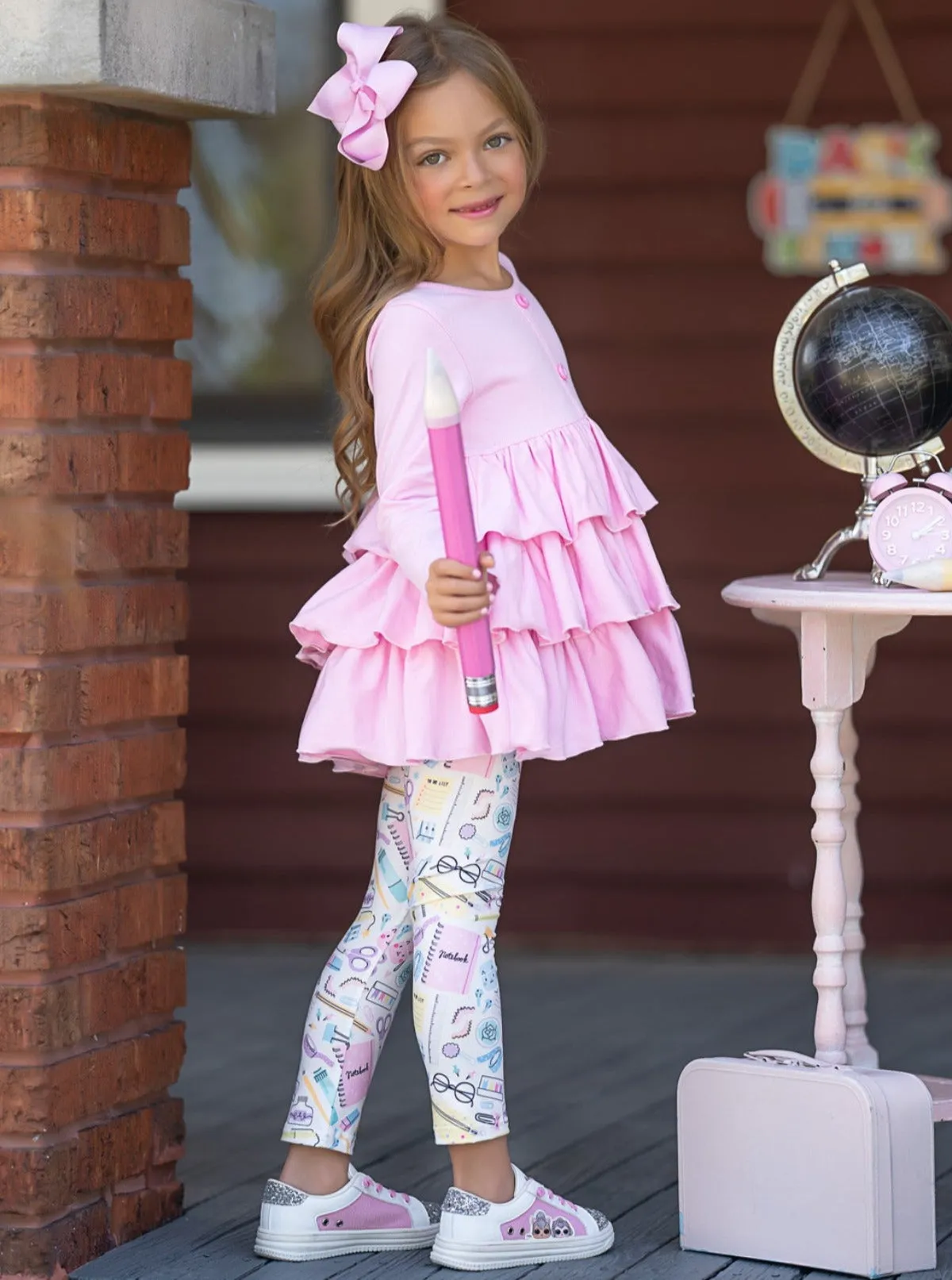 Style Credits Tiered Tunic and School Print Legging Set