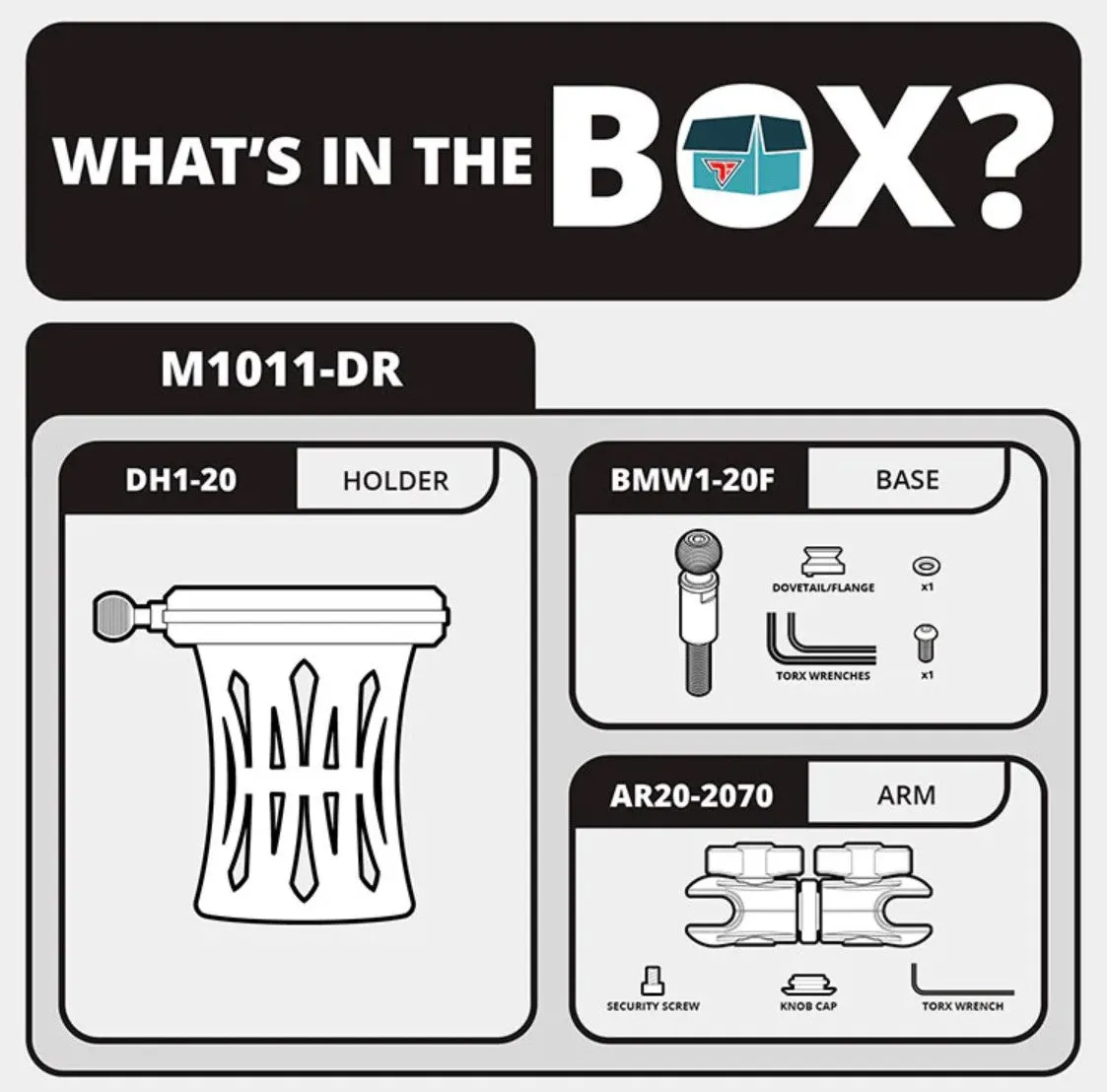 TackForm Drink Holder Series - BMW M10 Handlebar Bolt Mount - Long Reach (R1200, R1250, K1600 and Similar)
