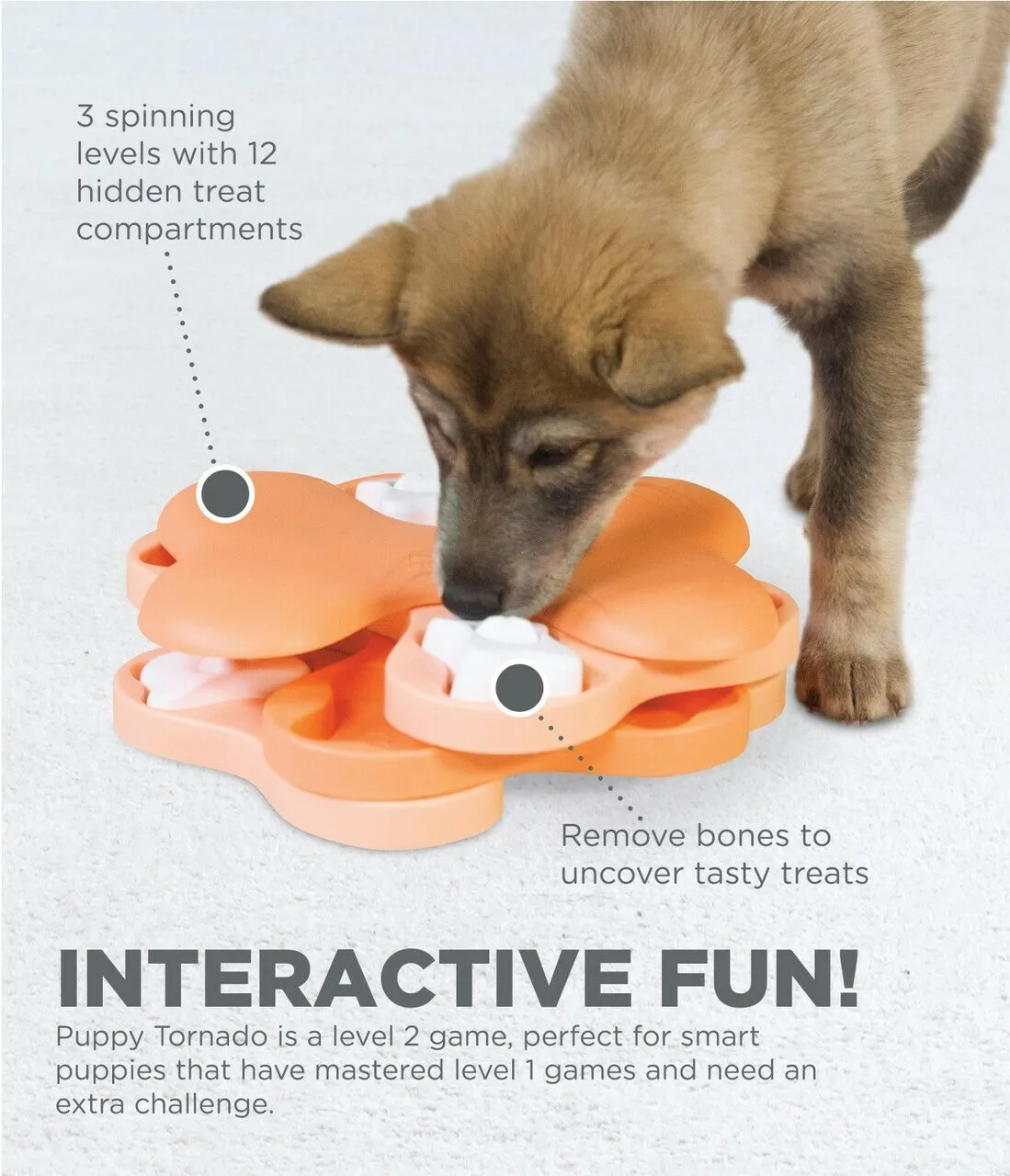 Tornado Interactive Dog Puzzle  -  LEVEL 2 (PUPPIES)