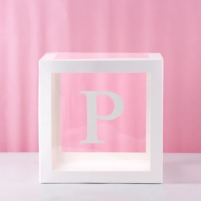 Transparent Name Box DIY Letter Balloons Party Decor