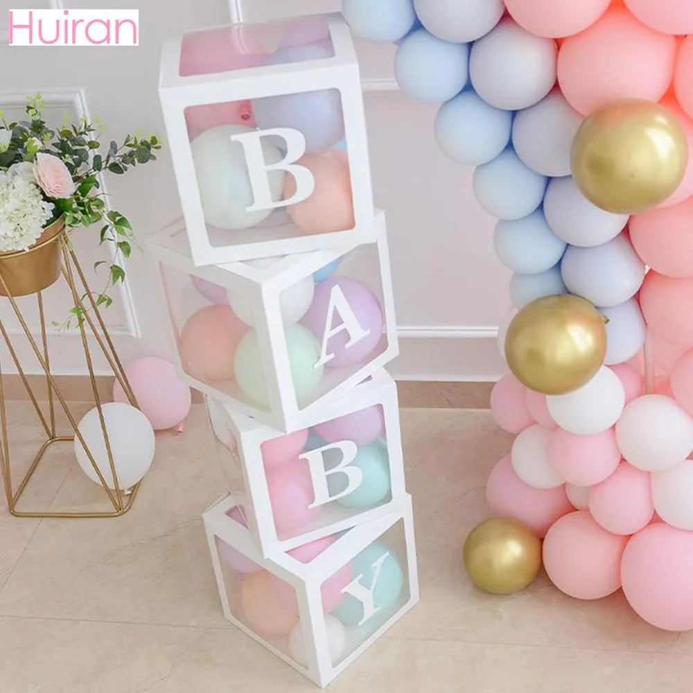 Transparent Name Box DIY Letter Balloons Party Decor