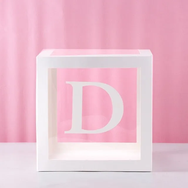Transparent Name Box DIY Letter Balloons Party Decor