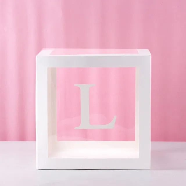 Transparent Name Box DIY Letter Balloons Party Decor
