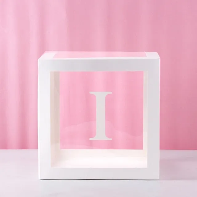 Transparent Name Box DIY Letter Balloons Party Decor
