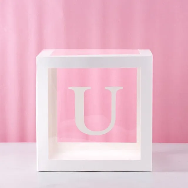 Transparent Name Box DIY Letter Balloons Party Decor