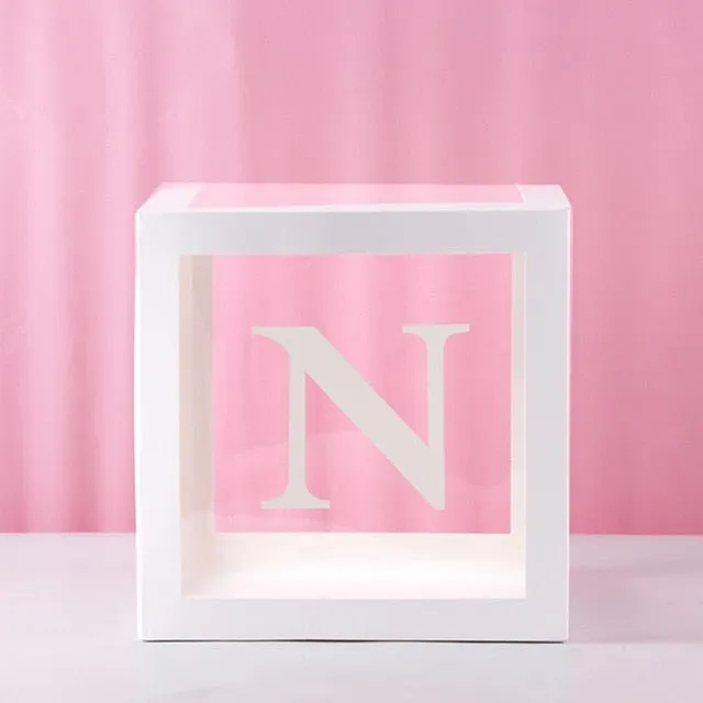 Transparent Name Box DIY Letter Balloons Party Decor