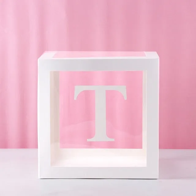 Transparent Name Box DIY Letter Balloons Party Decor