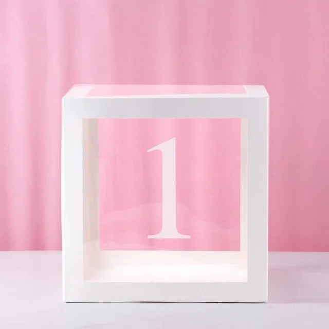 Transparent Name Box DIY Letter Balloons Party Decor