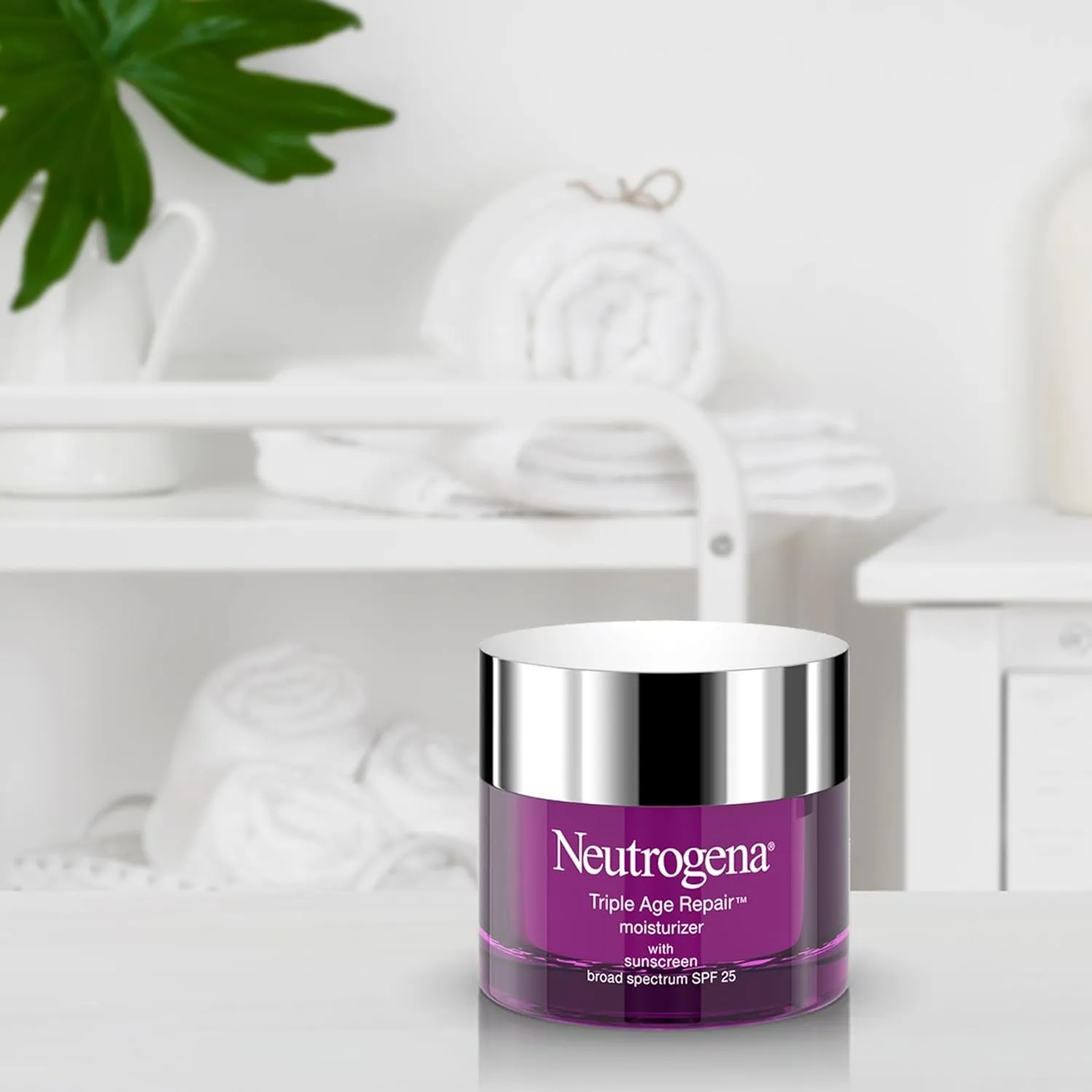Triple Age Repair Anti-Aging Daily Facial Moisturizer with SPF 25 Sunscreen & Vitamin C, Firming Anti-Wrinkle Face & Neck Cream for Dark Spots, Glycerin & Shea Butter, 1.7 Oz