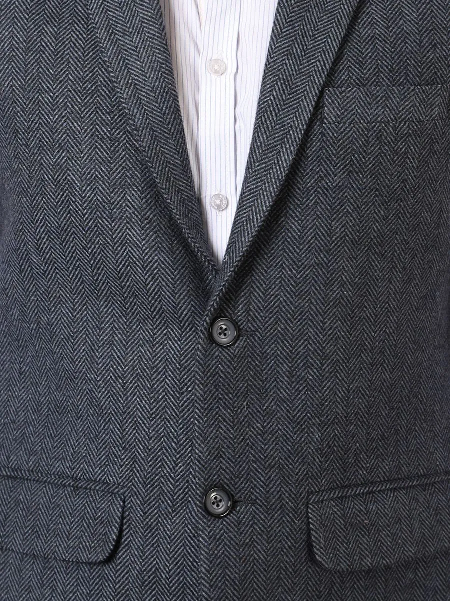 Tweed Wool Blend Blue Modi Nehru Jacket