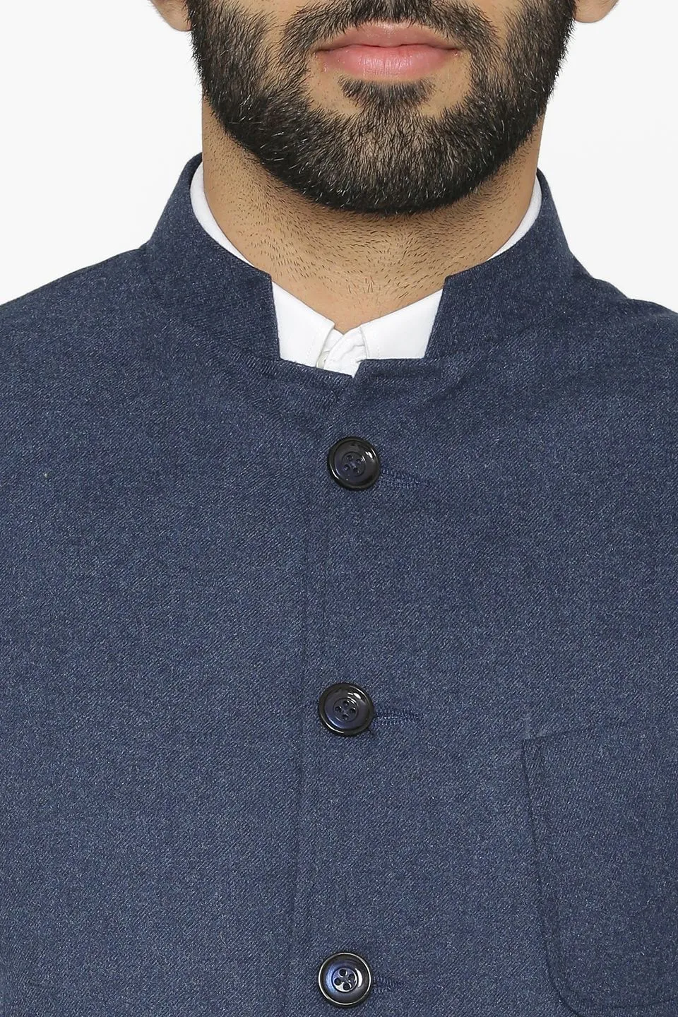 Tweed Wool Blue Modi Nehru Jacket