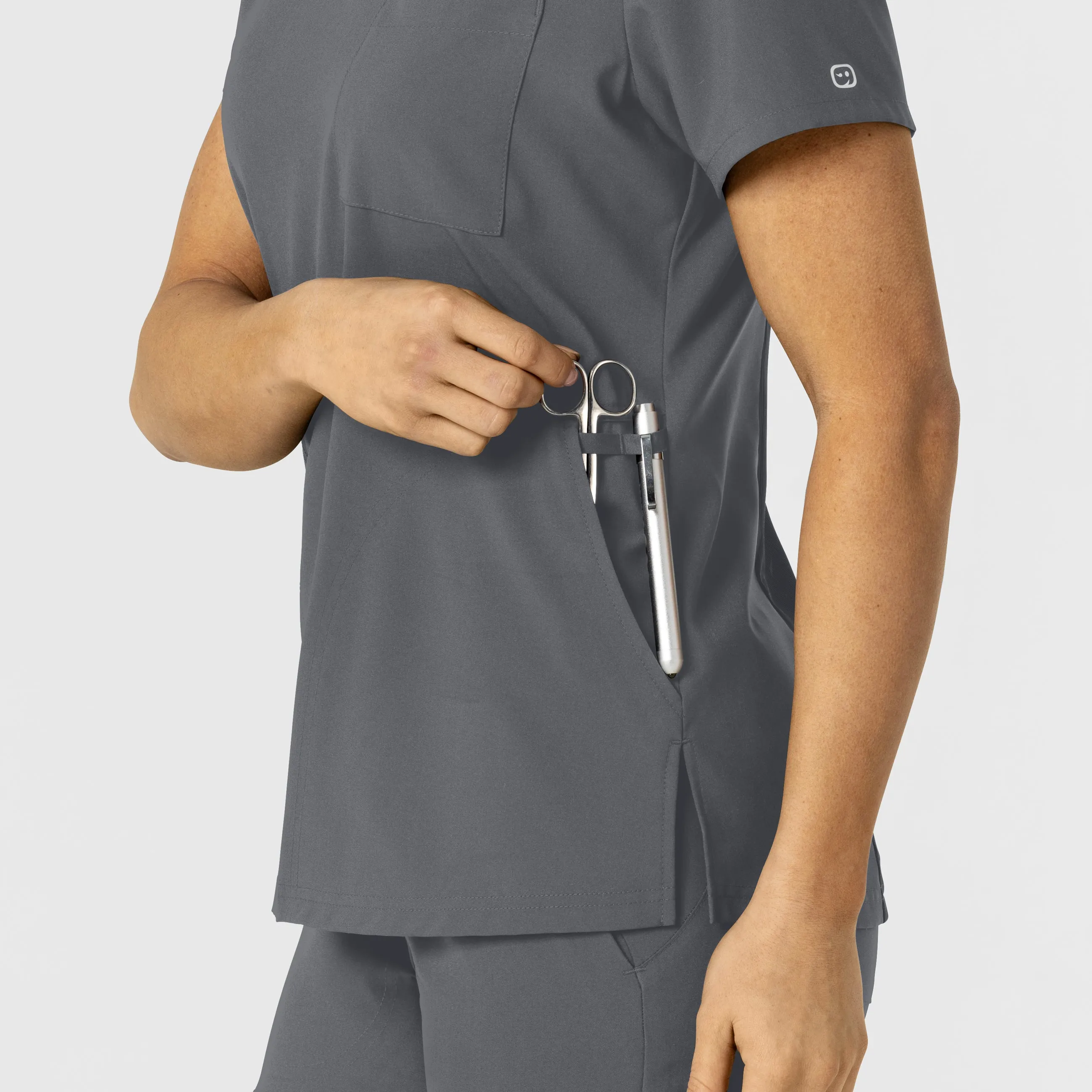 UMSL W123 Women's Flex-n-Reach V-Neck Scrub Top With Logo