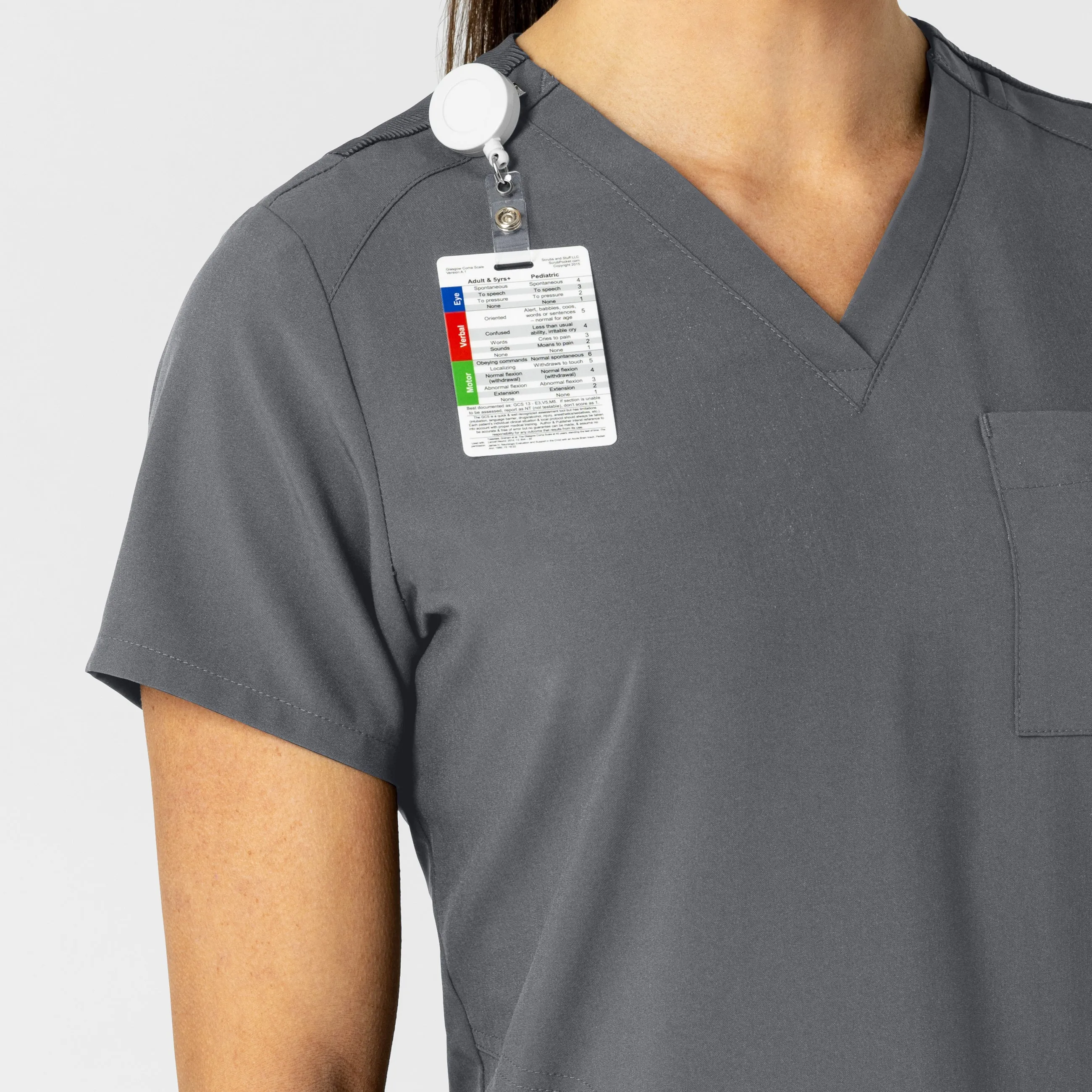 UMSL W123 Women's Flex-n-Reach V-Neck Scrub Top With Logo