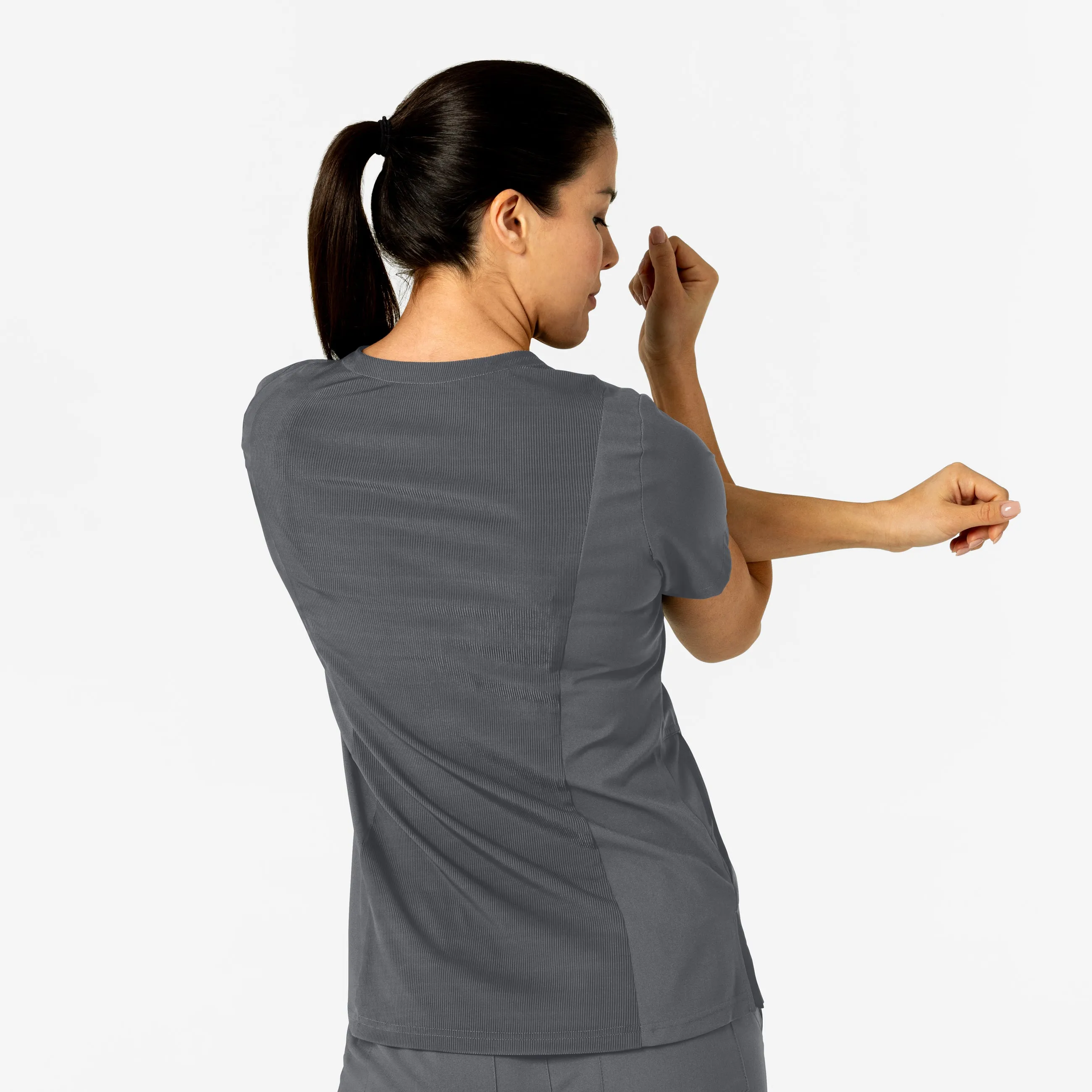 UMSL W123 Women's Flex-n-Reach V-Neck Scrub Top With Logo