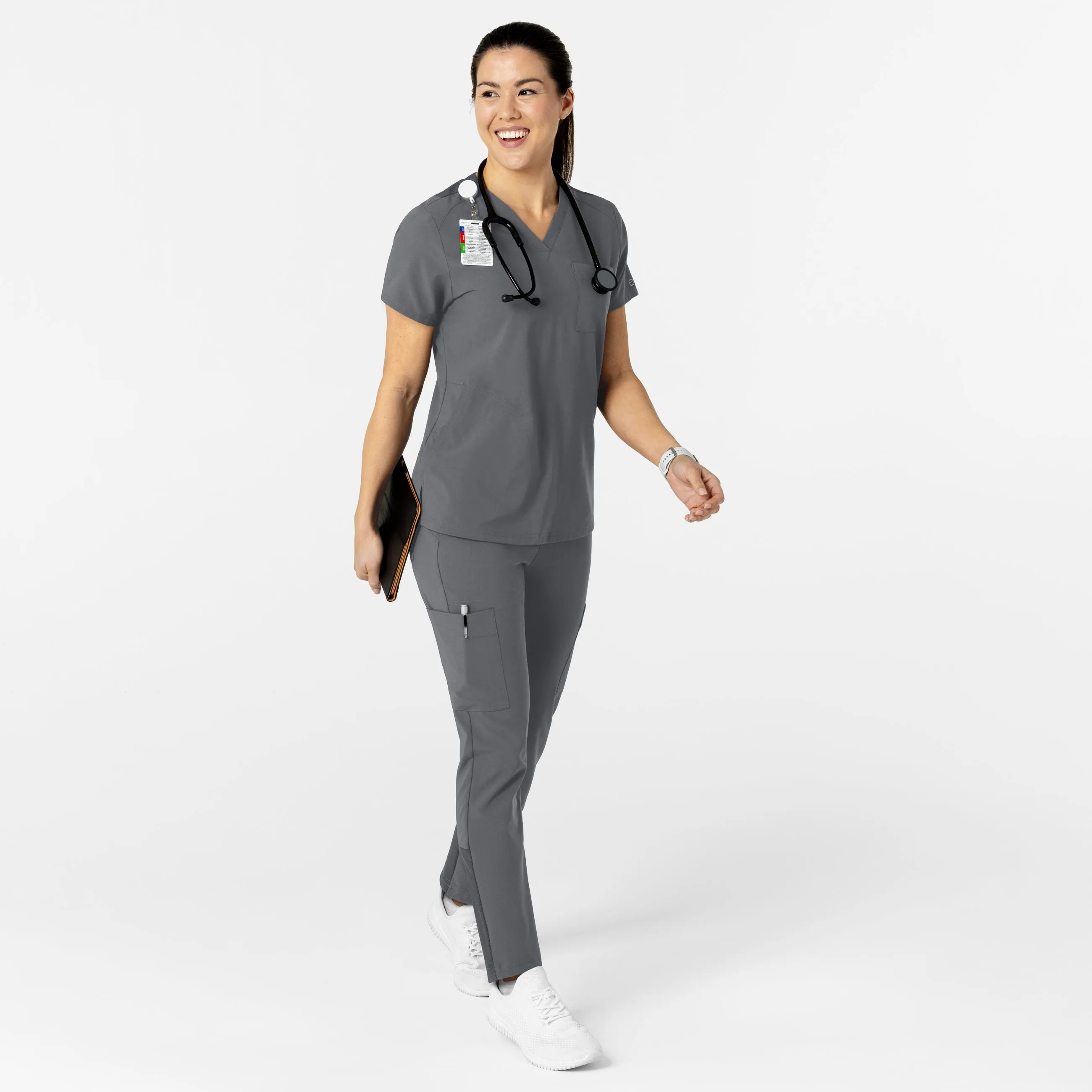 UMSL W123 Women's Flex-n-Reach V-Neck Scrub Top With Logo