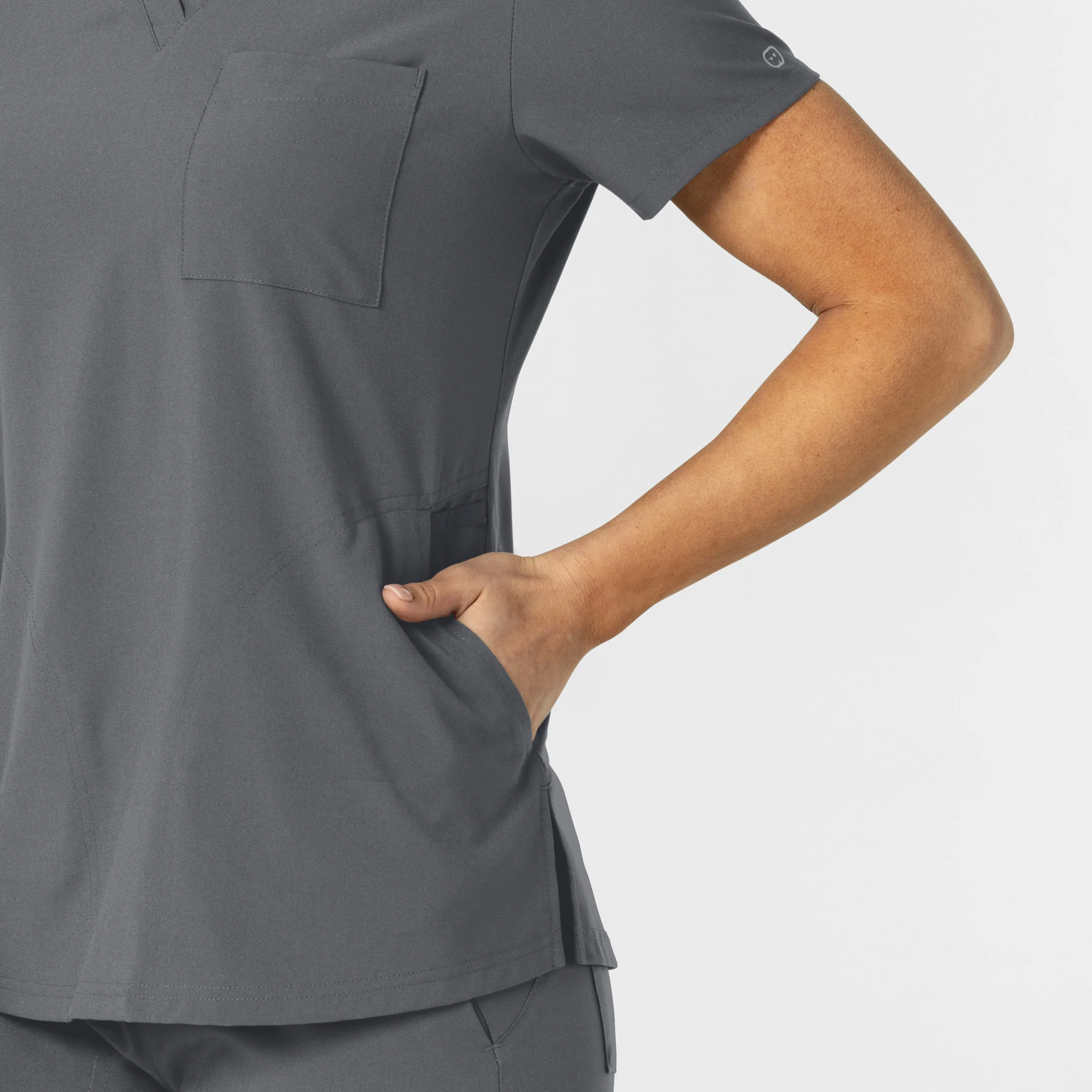 UMSL W123 Women's Flex-n-Reach V-Neck Scrub Top With Logo
