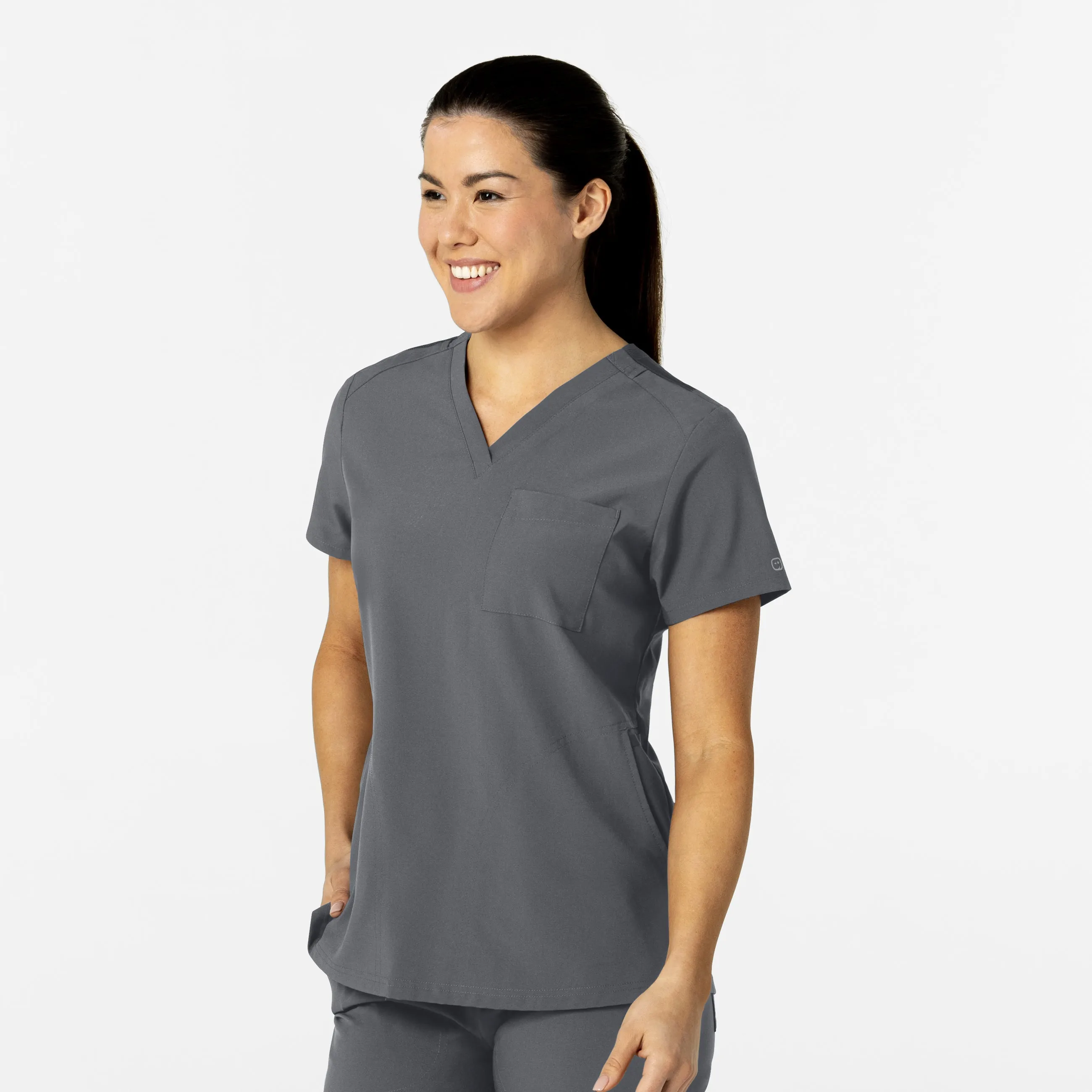 UMSL W123 Women's Flex-n-Reach V-Neck Scrub Top With Logo