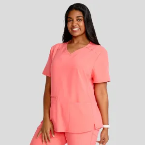 V-Neck Top With Badge Loop | Soft Pomegranate