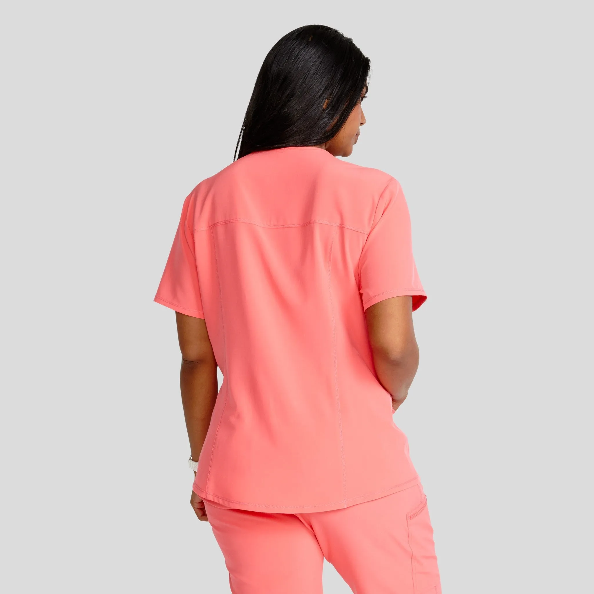 V-Neck Top With Badge Loop | Soft Pomegranate