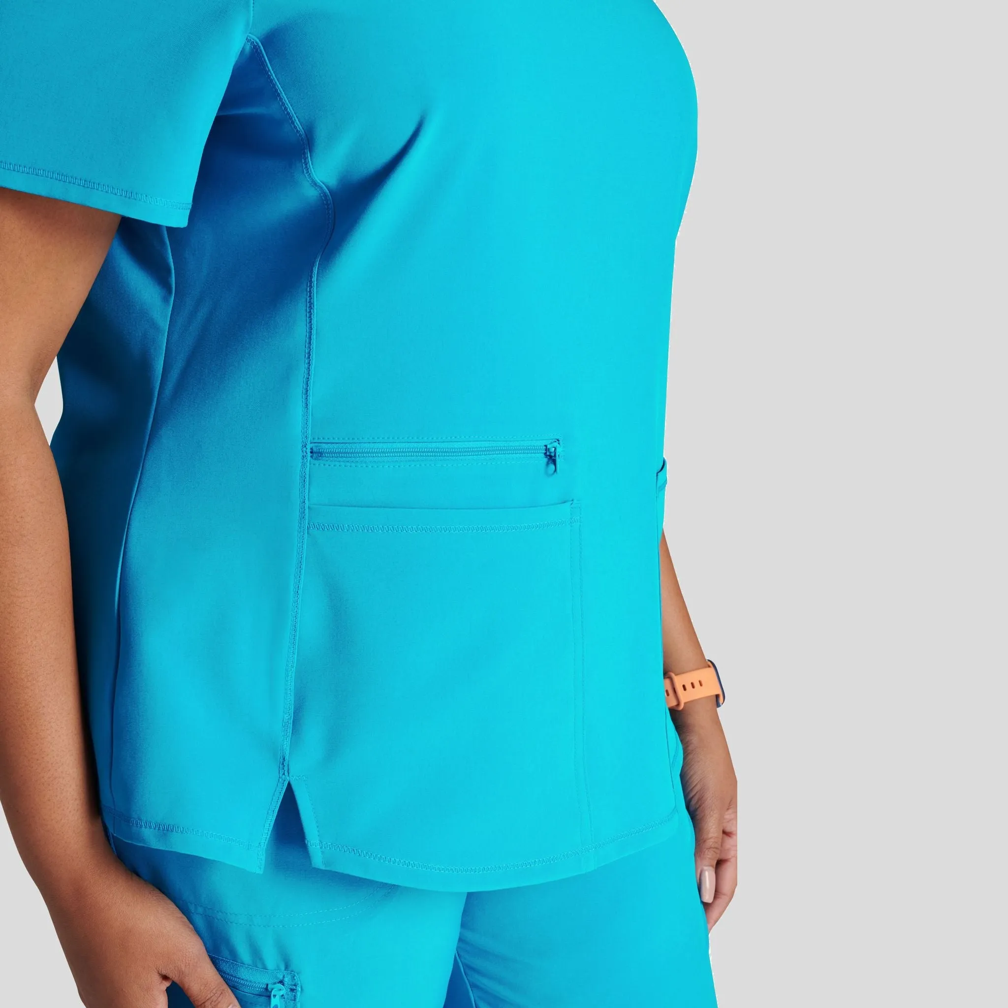 V-Neck Top With Badge Loop | Teal